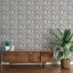 Papel de Parede 3D Metálico Cinza com Linhas Douradas | Auto Adesivo Decorativo Moderno e Sofisticado