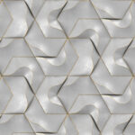 Papel de Parede 3D Metálico Cinza com Linhas Douradas | Auto Adesivo Decorativo Moderno e Sofisticado - Imagem 5