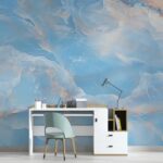 Papel de Parede Mármore Elegance Azul Claro Estilo Sofisticado e Moderno - Imagem 2