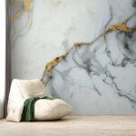 Papel de Parede Mármore Branco e Dourado Design Moderno Autoadesivo - Imagem 3