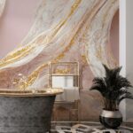 Papel de Parede Mármore Elegância com Veios Dourados - Imagem 4