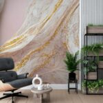 Papel de Parede Mármore Elegância com Veios Dourados - Imagem 3