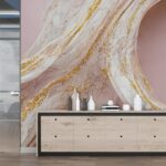 Papel de Parede Mármore Elegância com Veios Dourados