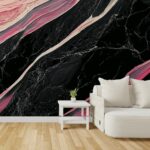 Papel de Parede Mármore Preto e Rosa Branco Autoadesivo Moderno  Luxuoso - Imagem 3