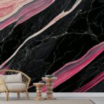 Papel de Parede Mármore Preto e Rosa Branco Autoadesivo Moderno  Luxuoso