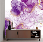 Papel de Parede Adesivo Premium – Design Abstrato Roxo e Dourado - Imagem 2