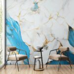 Papel de Parede Mármore Azul e Dourado Elegância - Imagem 4