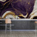 Papel de Parede Mármore Elegância Púrpura com Branco e Ouro - Imagem 5