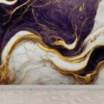 Papel de Parede Mármore Elegância Púrpura com Branco e Ouro - Imagem 3